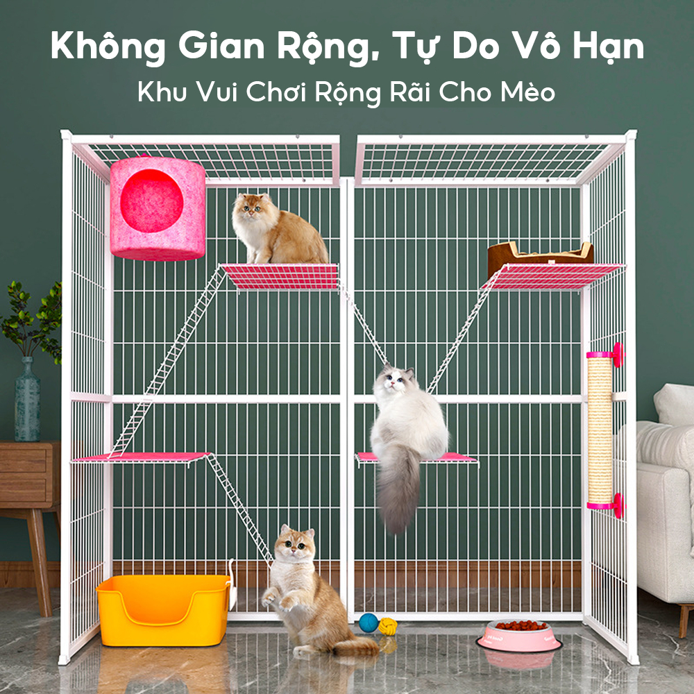 🐈GreenPets🐕Chuồng mèo nan sắt 2-3-4 tầng rộng rãi thoáng khí lắp ghép thông minh chắc chắn không gian cực lớn