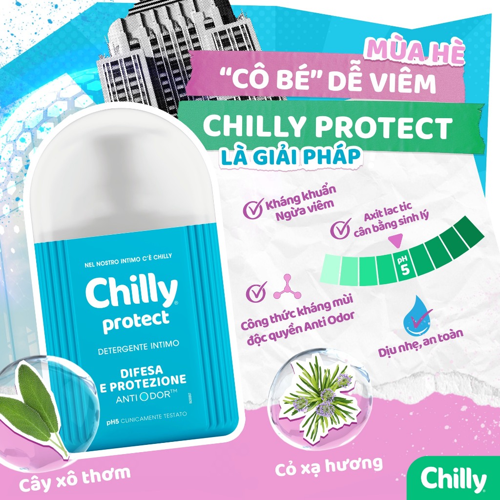 (LÁ CHẮN VỮNG VÀNG)Combo 2 dung dịch vệ sinh Chilly Protect 200ml làm sạch dịu nhẹ, chăm sóc hằng ngày
