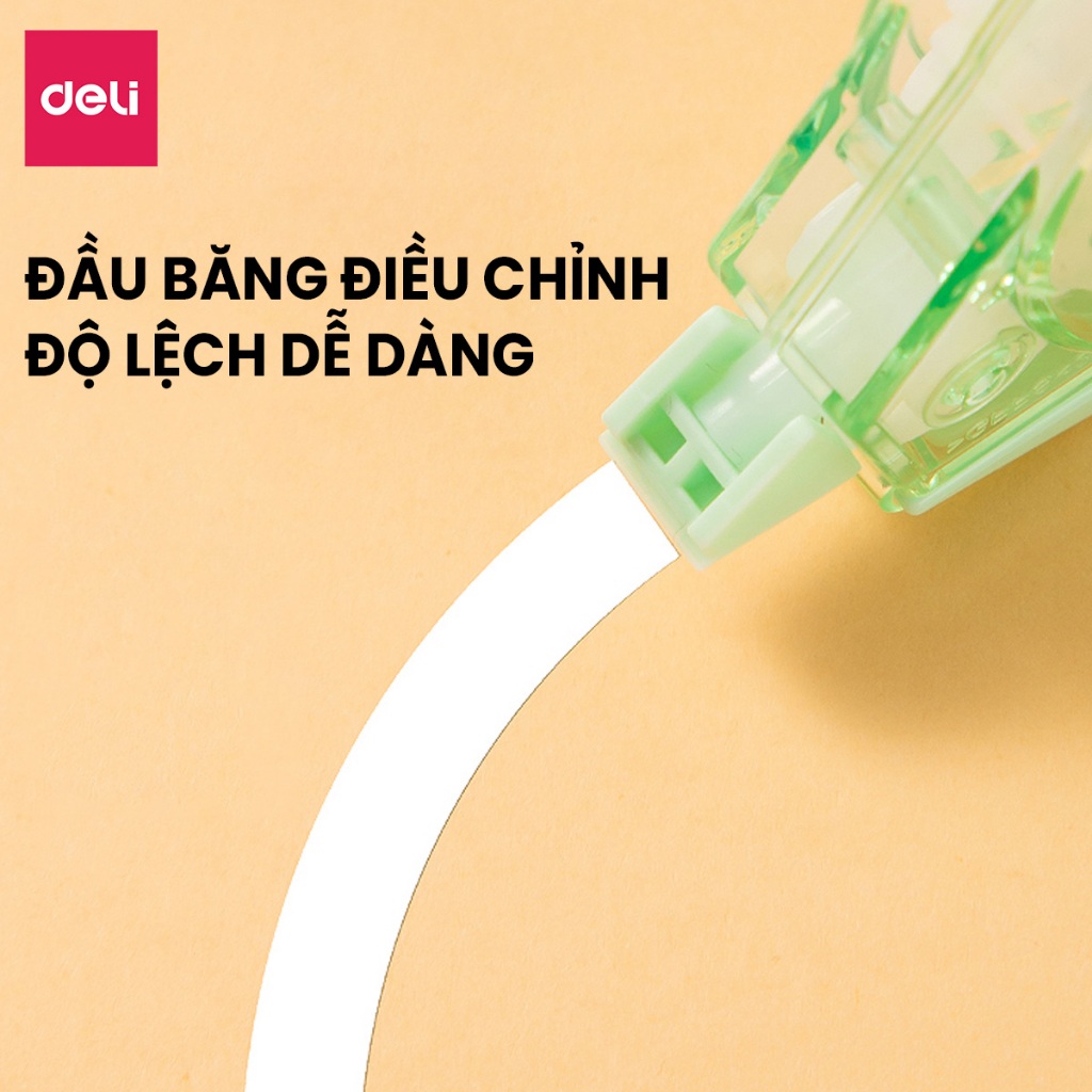 Băng Xoá 50m Deli Nắp Gập Bút Xoá Băng Thiết Kế Nhiều Màu - Xoá Sạch Khô Siêu Nhanh Viết Đè Lên Ngay