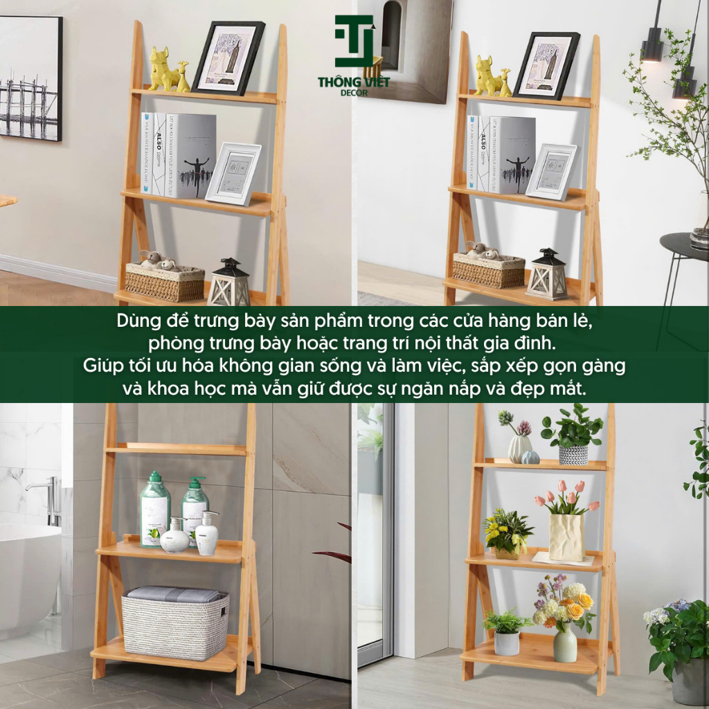 [TV-K007] Kệ Gỗ Decor Cây Cảnh 3 Tầng, Giá Trưng Bày Tiểu Cảnh Mini Trang Trí Ban Công Sân Vườn