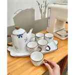 Bộ Ấm chén sứ Trà Hoa Xanh Cốt Sứ Cao cấp, Bộ ấm chén uống trà kèm khay, đĩa - Tiệm Nhà Xinh — ảnh 7