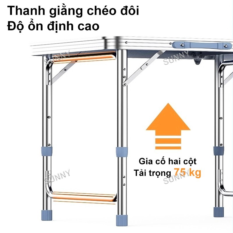SUNNY Bàn gấp Bàn Gấp Viền Nhôm Điều Chỉnh Độ Cao Nhiều Cấp Sử Dụng Trong Nhà Ngoài Trời