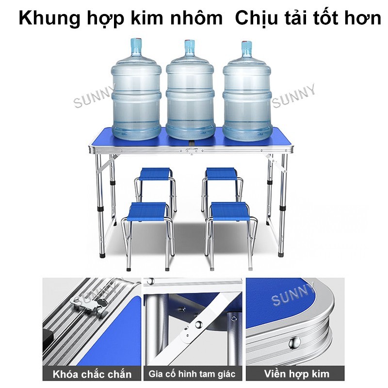 SUNNY Bàn gấp Bàn Gấp Viền Nhôm Điều Chỉnh Độ Cao Nhiều Cấp Sử Dụng Trong Nhà Ngoài Trời