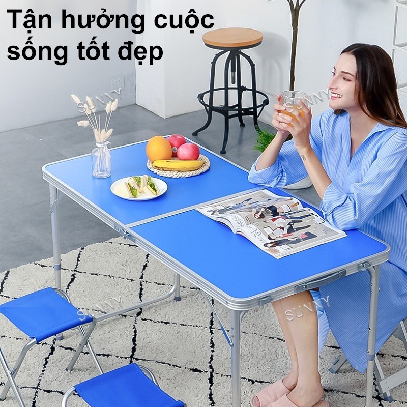 SUNNY Bàn gấp Bàn Gấp Viền Nhôm Điều Chỉnh Độ Cao Nhiều Cấp Sử Dụng Trong Nhà Ngoài Trời