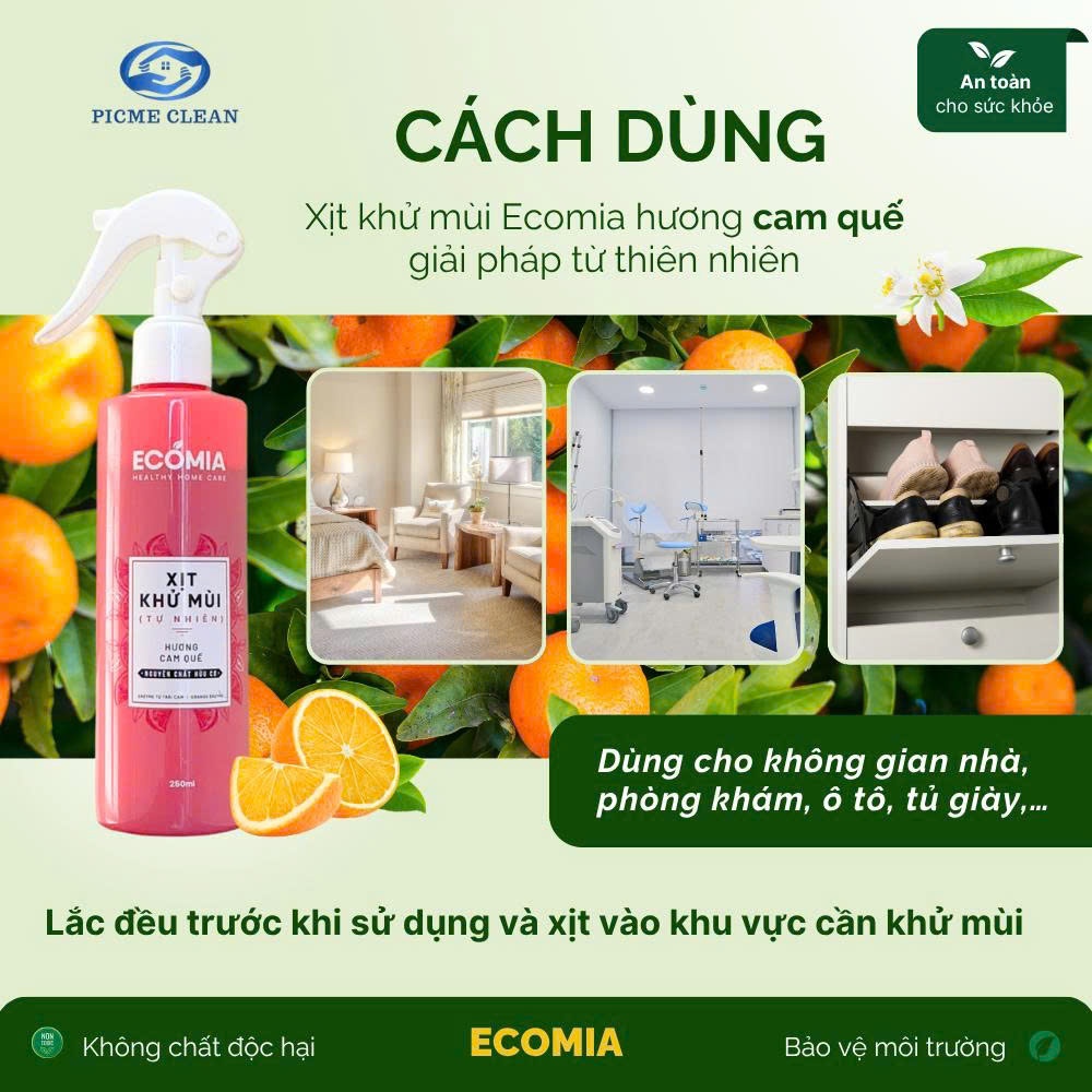 Combo 2 Xịt Phòng Hương Cam Quế ECOMIA Giúp Khử Mùi Ẩm Mốc, Phòng Ngủ, Nhà Vệ Sinh, Phòng Khách, Bếp, Hương Thơm Dễ Chịu
