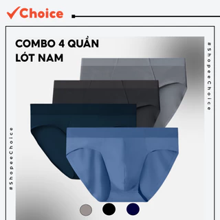 [Choice] Combo 4 Quần Lót Nam CBQLT05 Thun Lạnh Chữ To, 4 Màu Khác Nhau