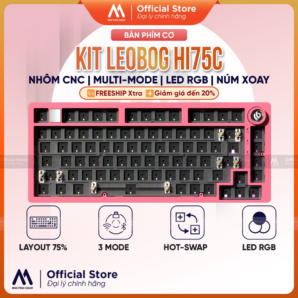 [HỎA TỐC] Kit bàn phím cơ Nhôm LEOBOG HI75C - Red Berry (Nhôm CNC ...