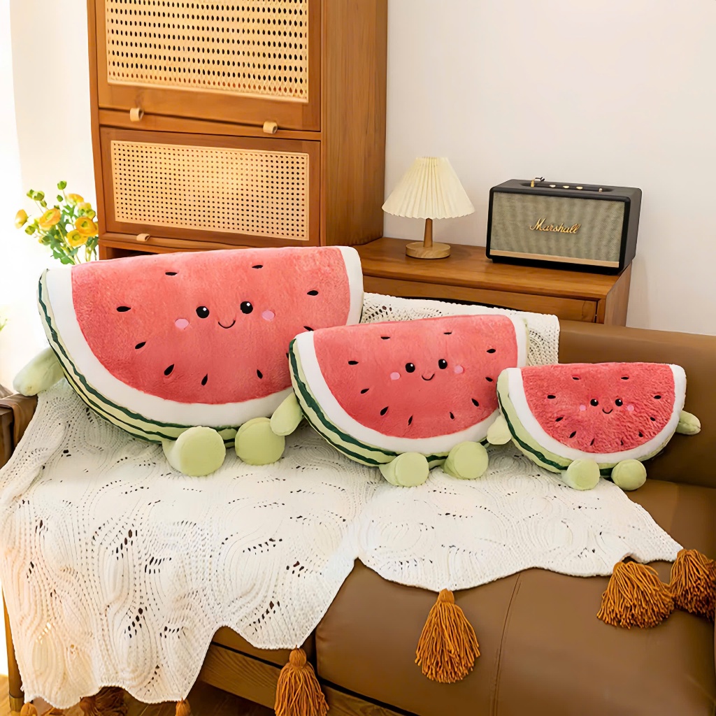 Gấu Bông Gối Ôm Dưa Hấu Dễ Thương Siêu Mềm Gối Thú Nhồi Bông Trái Cây Mặt Cười Khổng Lồ - G171