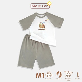 Bộ cộc lửng phối màu nhà Me & Con+ Cool Air họa tiết đáng yêu, mềm min, thoải mái cho bé