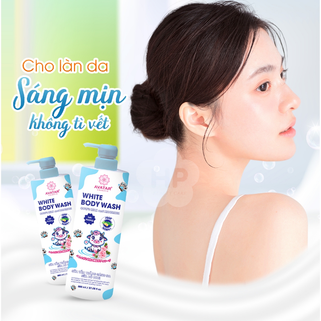 Sữa Tắm Dưỡng Trắng Sáng Da Sữa Bò Tươi Avatar White Body Wash 800 mL