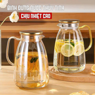 Bình Thủy Tinh Chịu Nhiệt BOROSILICATE Cao Cấp Siêu Nhẹ Chịu Lực, Đun Được Phong Cách Vintage | Bình Nước DETOX