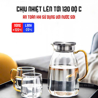 Bình Thủy Tinh Chịu Nhiệt BOROSILICATE Cao Cấp Siêu Nhẹ Chịu Lực, Đun Được Phong Cách Vintage | Bình Nước DETOX