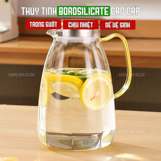 Bình Thủy Tinh Chịu Nhiệt BOROSILICATE Cao Cấp Siêu Nhẹ Chịu Lực, Đun Được Phong Cách Vintage | Bình Nước DETOX