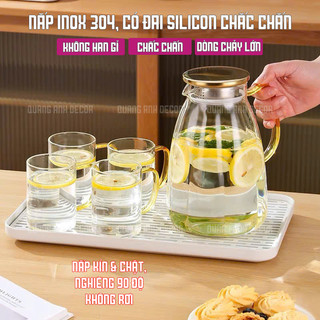 Bình Thủy Tinh Chịu Nhiệt BOROSILICATE Cao Cấp Siêu Nhẹ Chịu Lực, Đun Được Phong Cách Vintage | Bình Nước DETOX