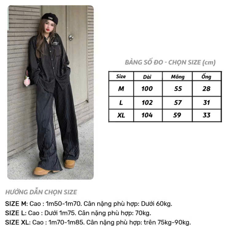 Quần Ống Rộng Nam Unisex Dài Kẻ Sọc Lưng Chun Dây Rút Vải Kate Cao Cấp Mềm Mại Form Suông Màu Đen HALLEY D27