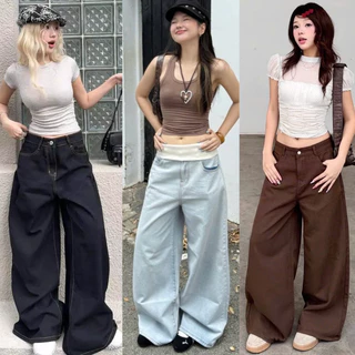 Quần Jean Ống Rộng Suông Ver 3 Nam Nữ MIAA chất liệu Denim form phong cách trẻ, Quần bò ống rộng nữ ống rộng 33cm