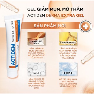 (Hàng Công Ty) Gel Actidem Derma Extra Gel giảm mụn mờ thâm mụn ngăn ngừa mụn tái phát 40g Duduhouse