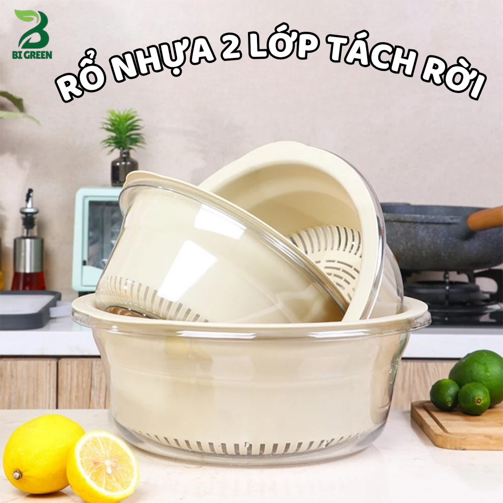 Rổ Nhựa Đựng Rau, Rổ Đựng Trái Cây 2 Lớp Cao Cấp, Thiết Kế Thoát Nước ...