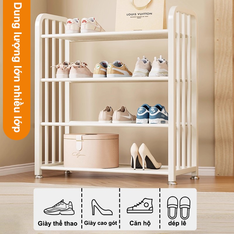 𝐎𝐥𝐢𝐟𝐞 Kệ Để Giày 5 6 7 Tầng Tiết Kiệm Không Gian Giá Đựng Giày Dép Thép Cacbon Giá Để Giày Lưới Kem Trắng