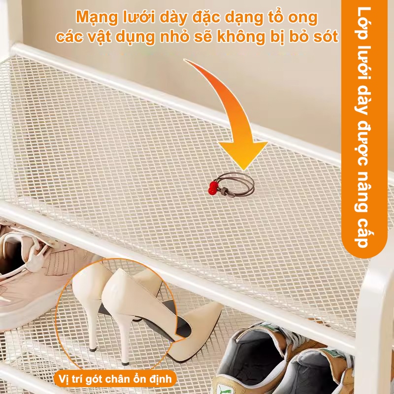 𝐎𝐥𝐢𝐟𝐞 Kệ Để Giày 5 6 7 Tầng Tiết Kiệm Không Gian Giá Đựng Giày Dép Thép Cacbon Giá Để Giày Lưới Kem Trắng