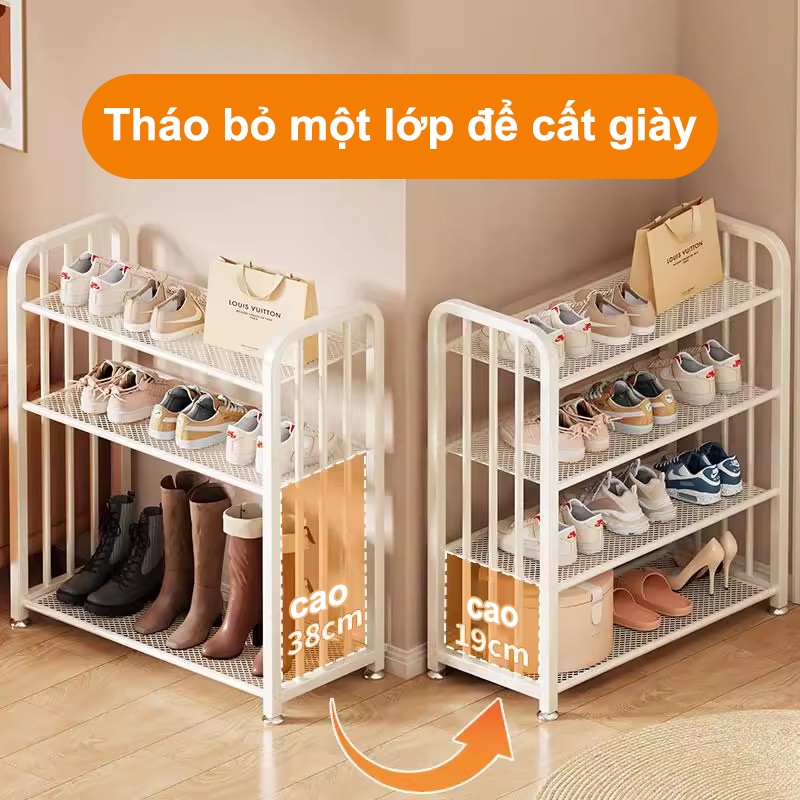 𝐎𝐥𝐢𝐟𝐞 Kệ Để Giày 5 6 7 Tầng Tiết Kiệm Không Gian Giá Đựng Giày Dép Thép Cacbon Giá Để Giày Lưới Kem Trắng