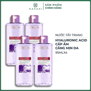 Combo 4 Nước Tẩy Trang L'Oreal Căng Mịn Da 95ml Revitalift Hyaluronic Acid Micellar Water Hasaki