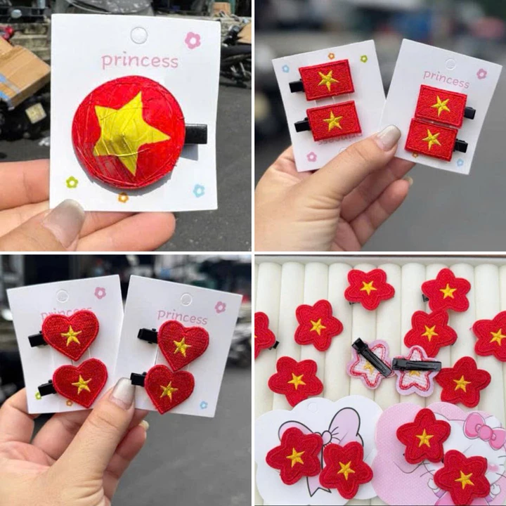 Kẹp Tóc Hottrend Hình Nón Lá , Lá Cờ, Trái Tim, Bông Hoa