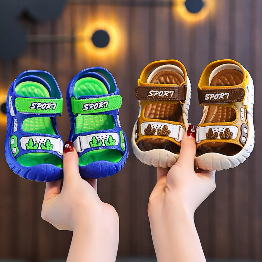 Giày quai dán sandal đi học thời trang phong cách hàn quốc cho bé trai siêu mềm êm chân hình cá mập