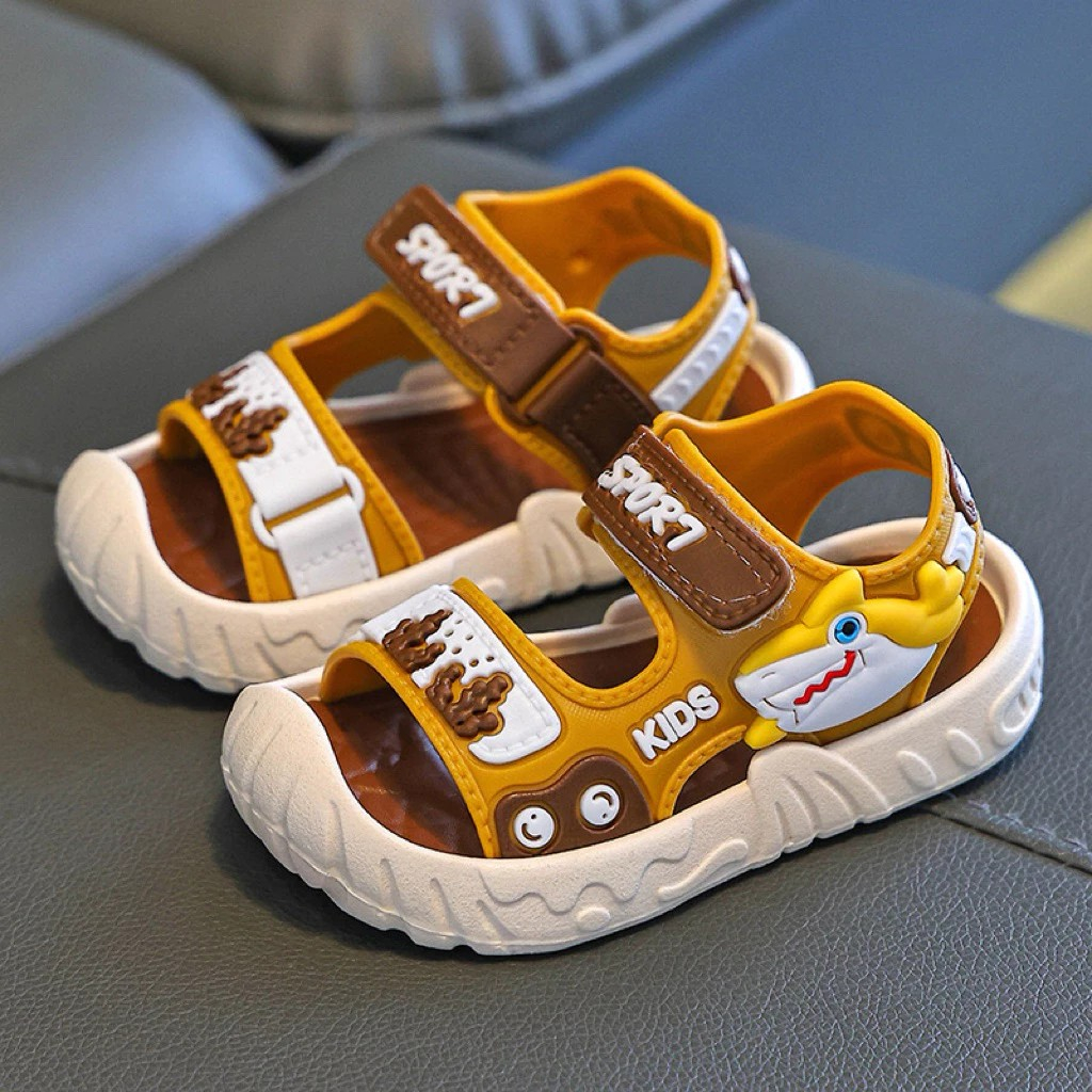 Giày quai dán sandal đi học thời trang phong cách hàn quốc cho bé trai siêu mềm êm chân hình cá mập