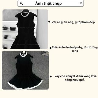 Váy nữ umi cổ tròn sát nách phối bèo viền HCOM2626, đầm nữ ôm body chân váy xòe bồng siêu xinh YuuMi Style