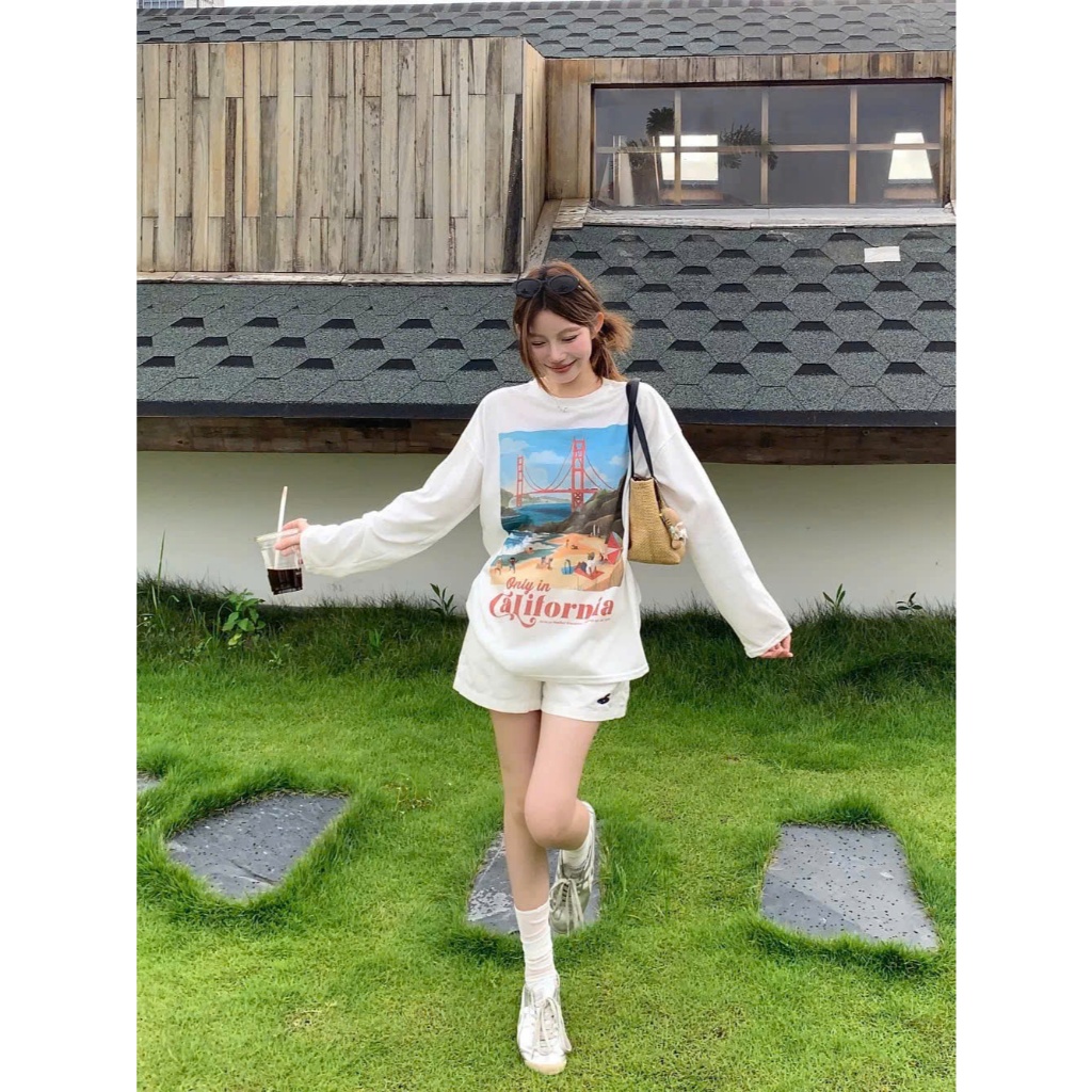 Áo thun nữ tay dài in hình biển JULY FASHION, Áo thun nữ, phông nữ dài tay dáng rộng chất thun xượt mềm mại