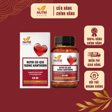 Viên uống bổ tim Nutri CoQ10 Nutri Health hỗ trợ các bệnh tim mạch, giảm nguy cơ xơ vữa động mạch và làm tan máu đông