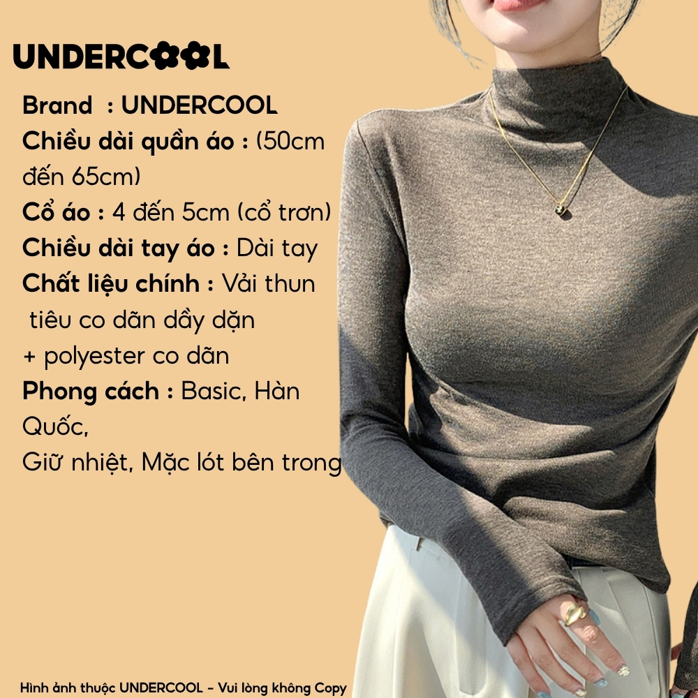 Áo giữ nhiệt cổ thấp UNDERCOOL - Cổ trơn, chất cotton muối tiêu dày dặn, dài tay, dáng ôm tôn dáng H393