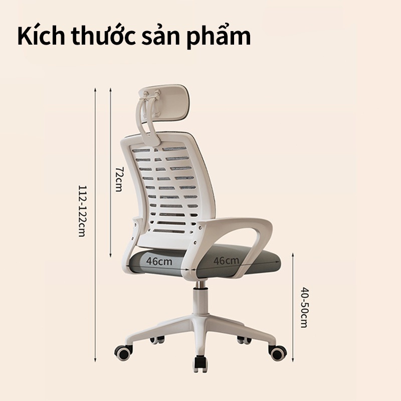 Ghế xoay văn phòng 360 độ cao cấp có gối, nệm mềm, tựa lưng lưới thông thoáng sạch sẽ | BigBuy360 - bigbuy360.vn