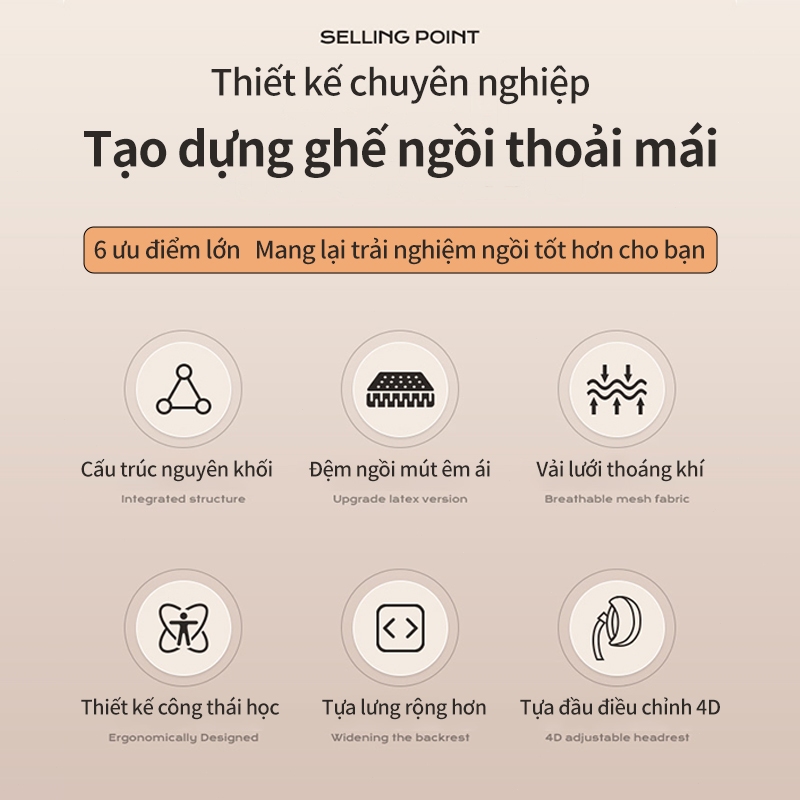 Ghế xoay văn phòng 360 độ cao cấp có gối, nệm mềm, tựa lưng lưới thông thoáng sạch sẽ | BigBuy360 - bigbuy360.vn