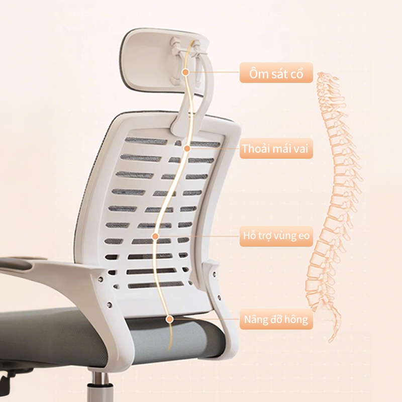 Ghế xoay văn phòng 360 độ cao cấp có gối, nệm mềm, tựa lưng lưới thông thoáng sạch sẽ | BigBuy360 - bigbuy360.vn