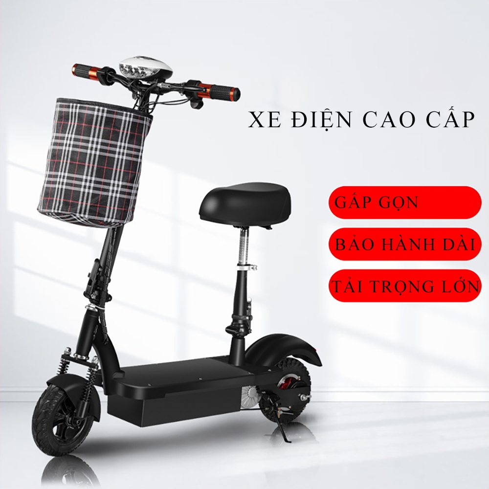 Xe điện mini E- SCOOTER phiên bản cao cấp gấp gọn, động cơ 120W, pin 4.5AH / 24V, tải trọng 80kg, tặng kèm giỏ đồ
