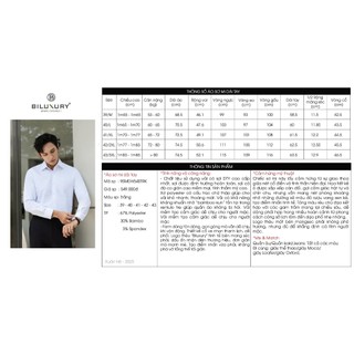 [T7_SALE 20%_HT] Áo Sơ Mi Nam Dài Tay 9SMDH540TRK Biluxury Chống Nhăn Chống Tia Cực Tím Kháng Khuẩn