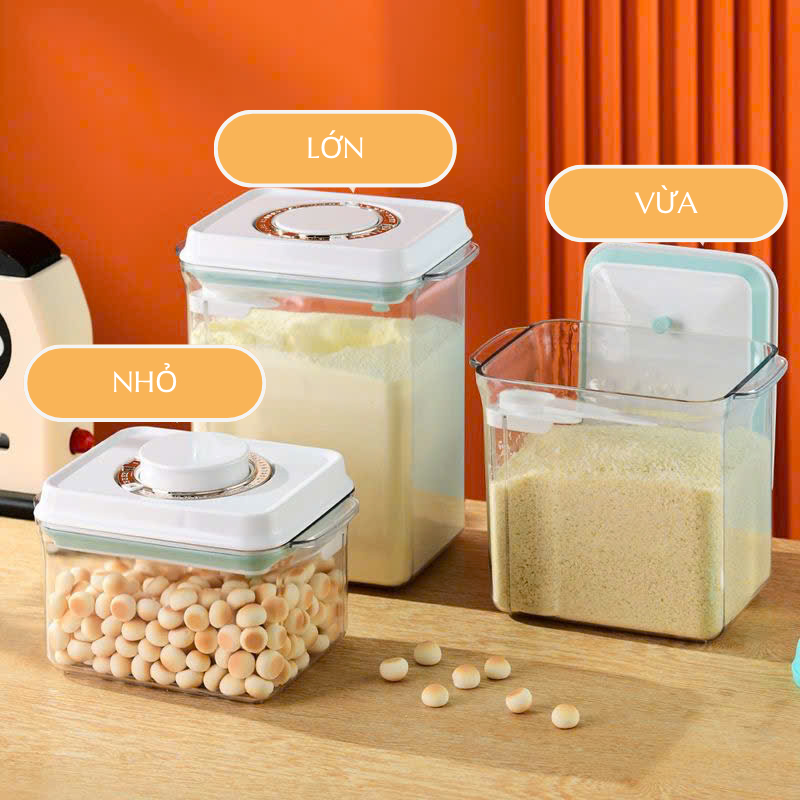 Hộp Đựng Sữa Nhấn Nút, Hộp Bảo Quản Thực Phẩm Khô Chống Ẩm Kín Khí Chống Ẩm Cao Cấp