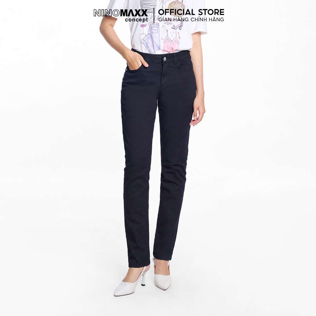 [LIVE] Quần Dài Nữ Dáng Ôm Chất Kaki Mềm Co Giãn Thoải Mái NINOMAXX 2208022