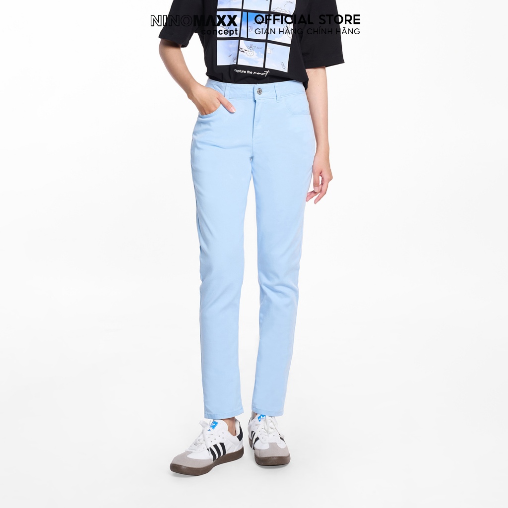 [LIVE] Quần Dài Nữ Dáng Ôm Chất Kaki Mềm Co Giãn Thoải Mái NINOMAXX 2208022
