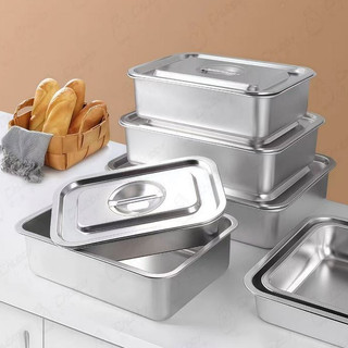 Khay inox được bo tròn góc có nắp Cao 7CM、10、15CM Chubby Chef Khay inox đựng thức ăn Khay buffet đựng topping