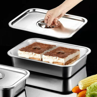 Khay inox được bo tròn góc có nắp Cao 7CM、10、15CM Chubby Chef Khay inox đựng thức ăn Khay buffet đựng topping