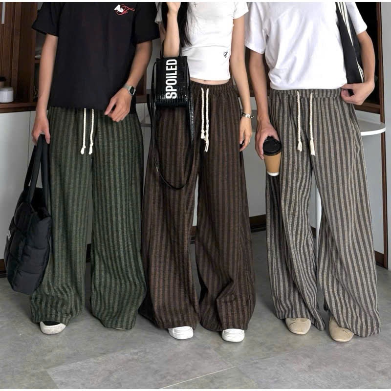Quần Ống Suông Nam Nữ Unisex Kẻ Sọc Chất Dạ Cao Cấp Mềm Mại Thoáng Khí Phong Cách Hàn Quốc Halley D28