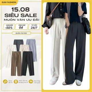 Quần âu ống suông nửa cạp chun 6 màu SUN form suông rộng nam nữ, chất vải mềm mịn, thoáng mát