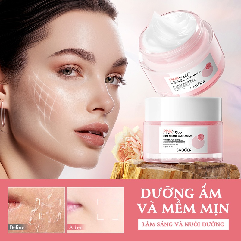 Kem Dưỡng Ẩm Cho Lỗ Chân Lông Với Muối Hồng Himalaya 50g | Cấp Nước, Dưỡng Da Mịn Màng, Săn Chắc | Chất Kem Mịn Nhẹ