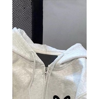 Áo Khoác Hoodie Zip Nữ Form Rộng Nơ In Cực Xinh, Áo Khoác Nỉ Có Nón Style Hàn Quốc, Hoodie Basic Cute 2025