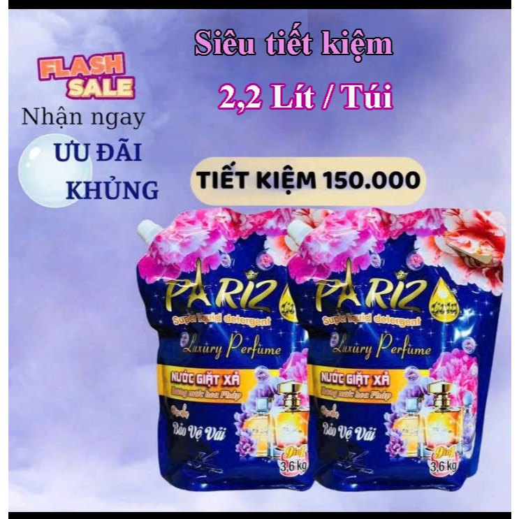 Nước Giặt PariZ 2200ml - Nước Giặt Xả Thơm Lâu Hương Nước Hoa Pháp Làm Sạch sâu