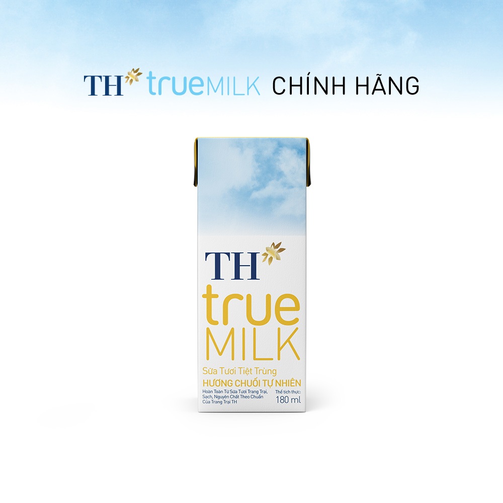 Thùng 48 hộp sữa tươi tiệt trùng TH true MILK hương chuối 180 ml (180 ml x 48)