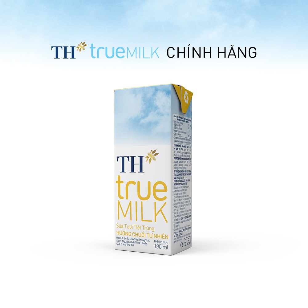 Thùng 48 hộp sữa tươi tiệt trùng TH true MILK hương chuối 180 ml (180 ml x 48)
